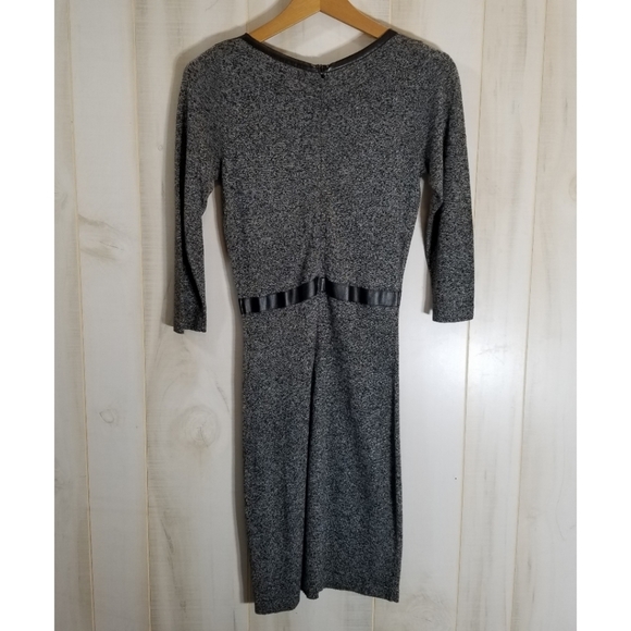 The Limited Gray Knit Dress Faux Leather Trim XS - Picture 3 of 4